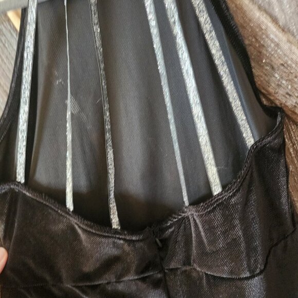 Yoins Black Sleeveless Cocktail Mini Dress‎ Size L 12 Velvet Stretch Glitter NWT - Picture 8 of 15